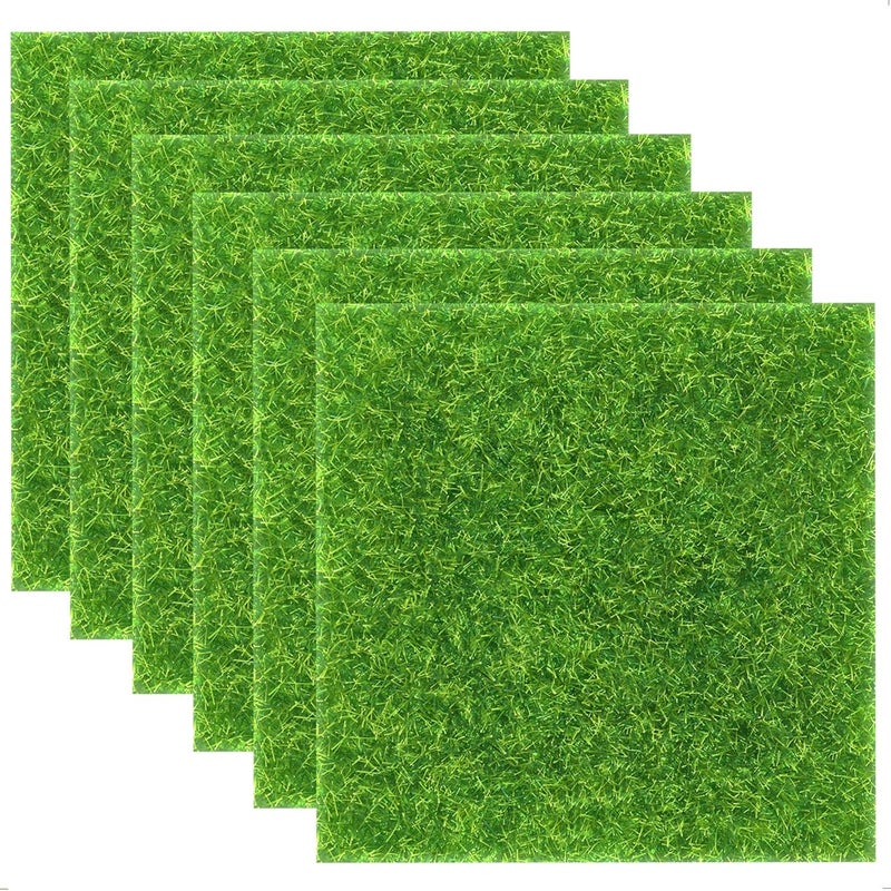 KAEZDD 6 Pieces of 6x6 Inches Fake Grass for Crafts - Artificial Grass - DIY Mini Garden Decor - Faux Turf Squares - Image 1